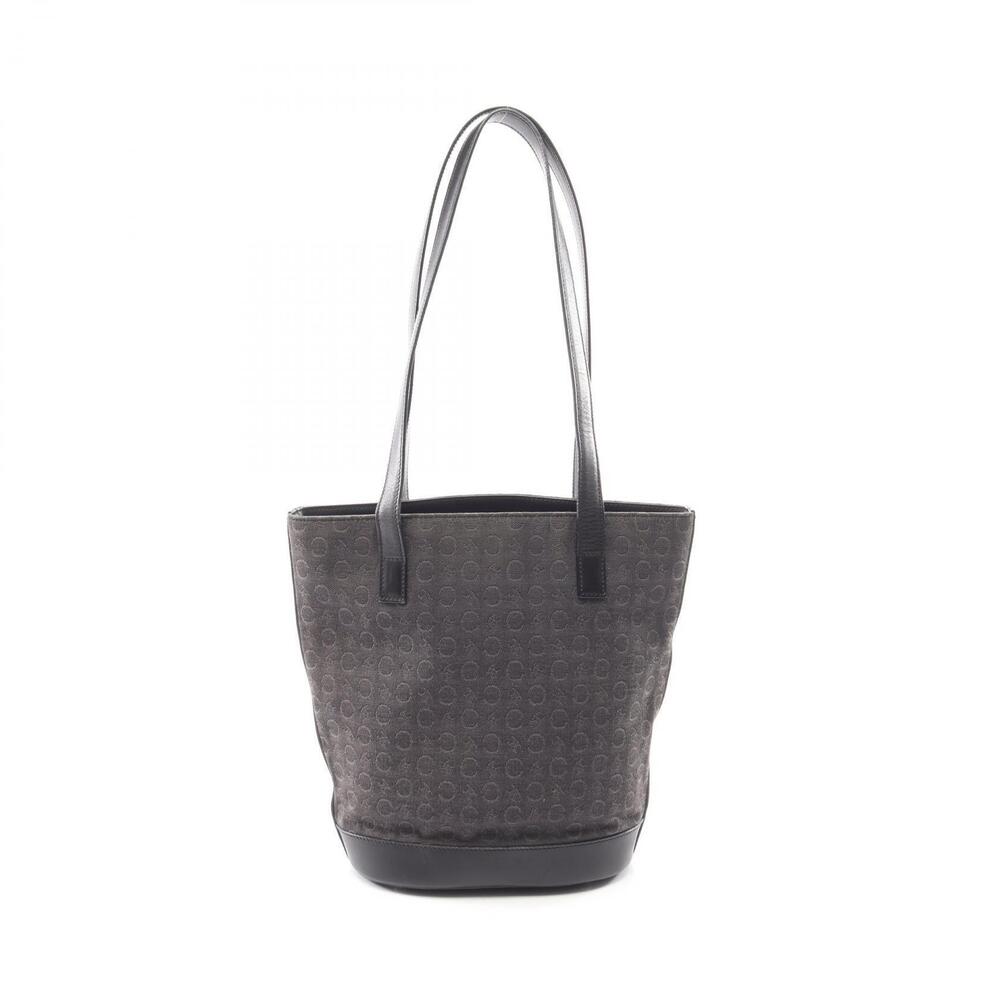 Celine C Macadam Tote Bag Canvas Leather Black
